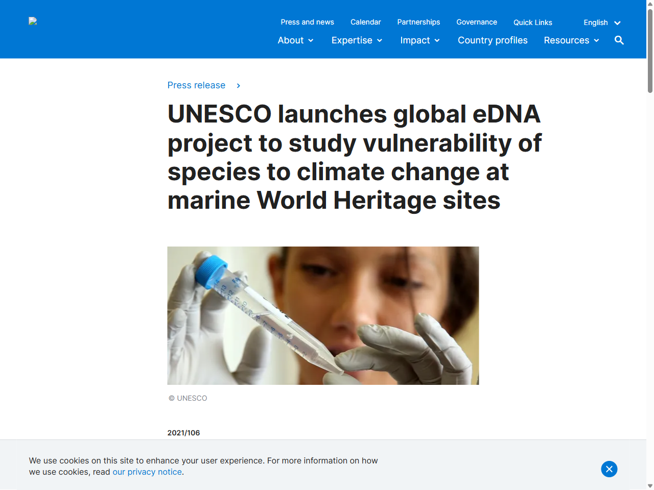 Preview of UNESCO launches global eDNA project to study vulnerability of species to climate change at marine World Heritage sites, accessed July 23, 2025