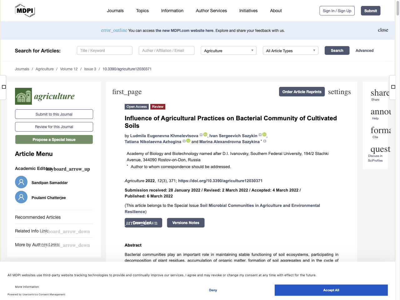 Preview of Influence of Agricultural Practices on Bacterial Community of Cultivated Soils - MDPI, accessed August 5, 2025,