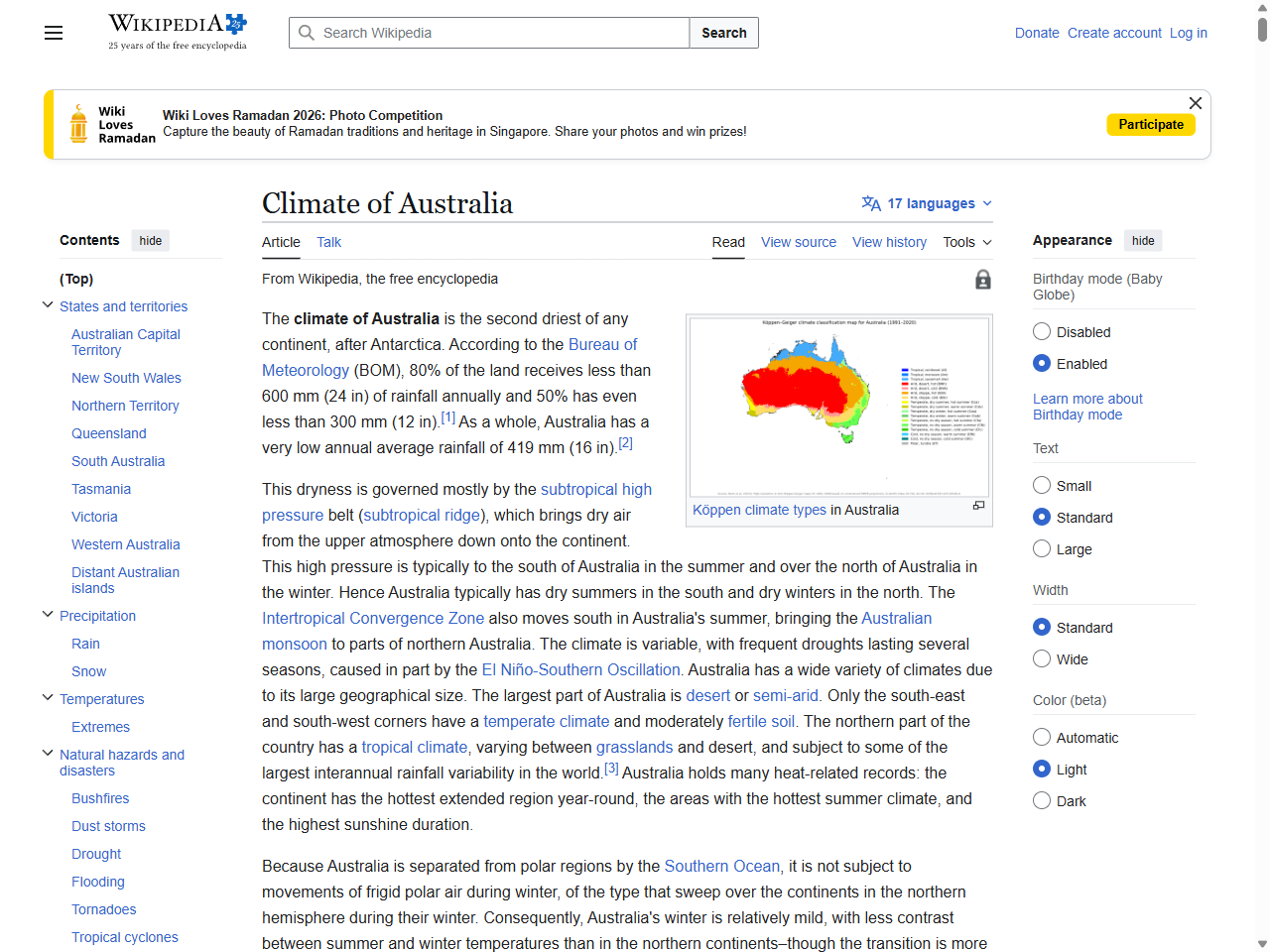 Preview of Climate of Australia - Wikipedia, accessed July 13, 2025