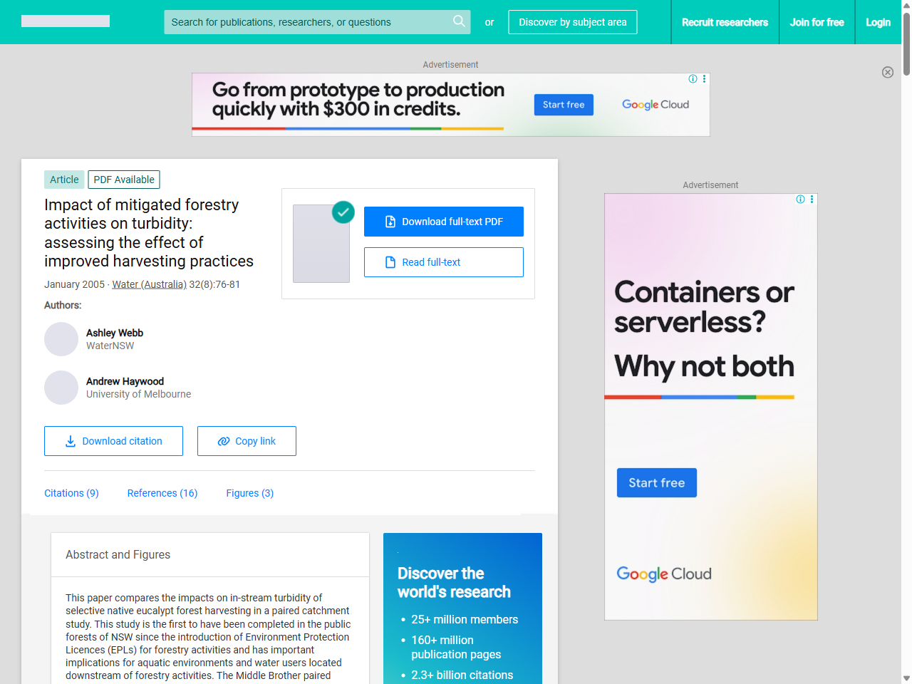 Preview of (PDF) Impact of mitigated forestry activities on turbidity: assessing ..., accessed July 12, 2025,