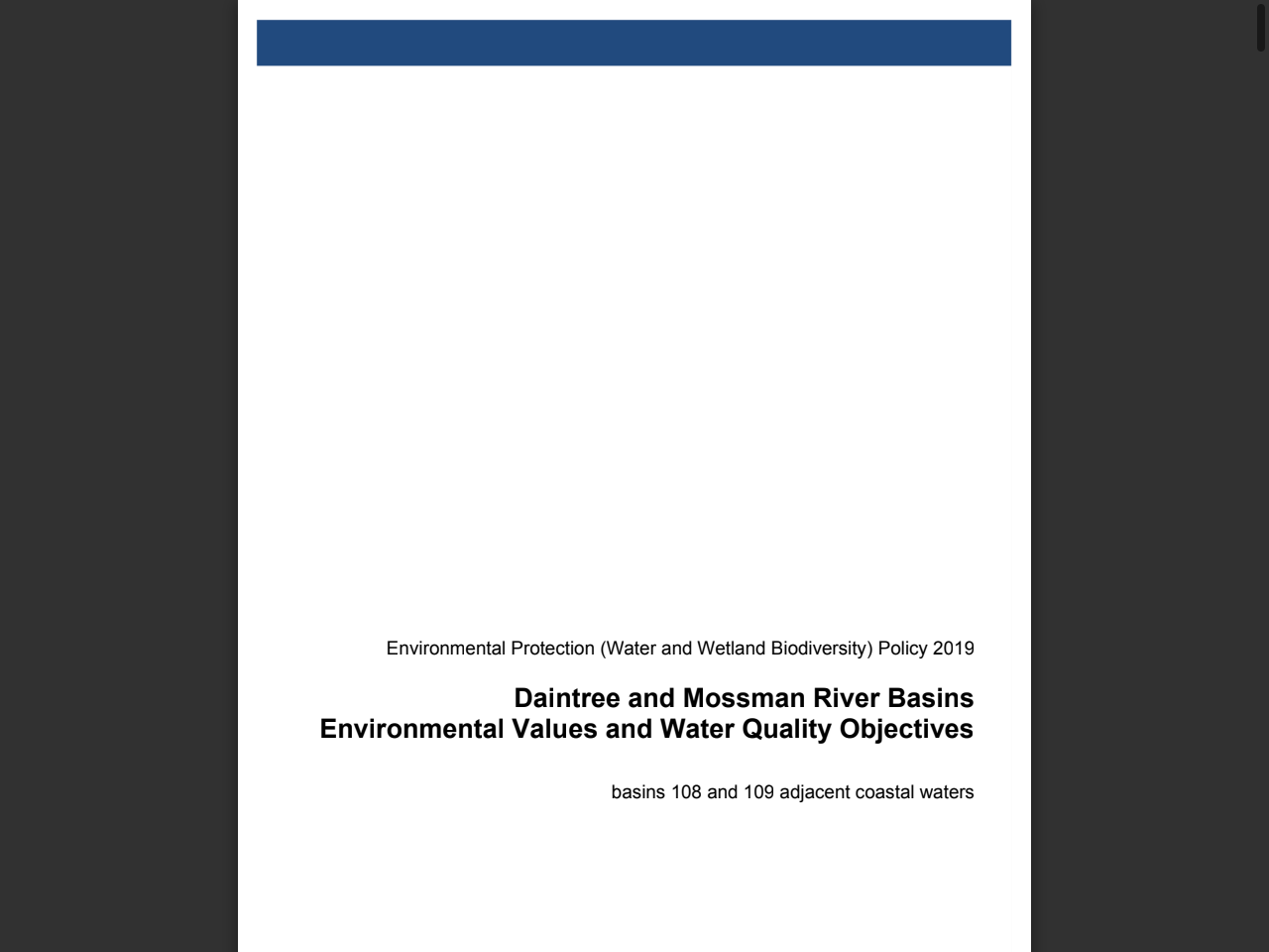 Preview of Daintree and Mossman River Basins Environmental Values and Water Quality Objectives - Queensland Environment Department, accessed July 21, 2025,