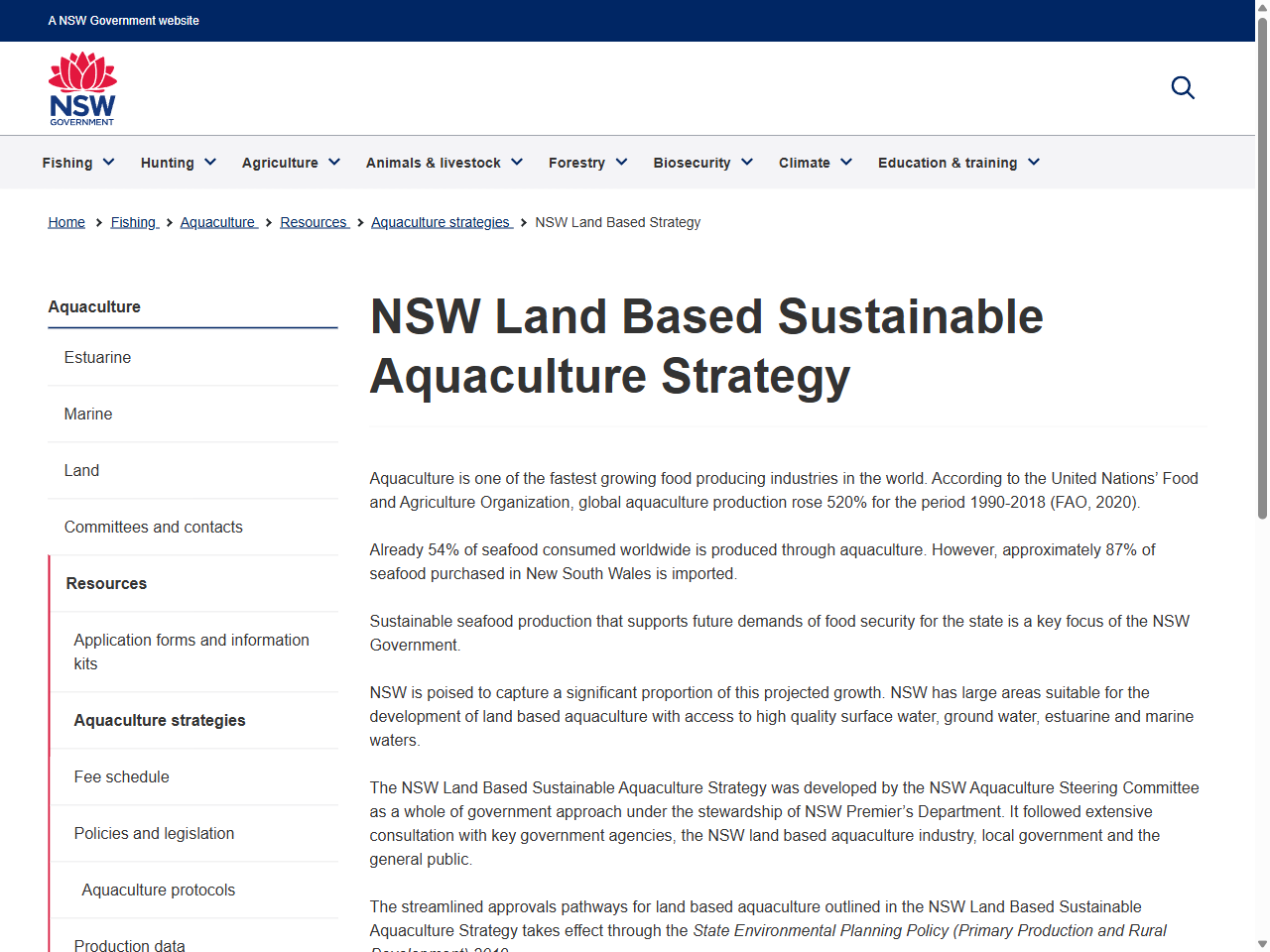 Preview of NSW Land Based Sustainable Aquaculture Strategy | Department of ..., accessed July 20, 2025,