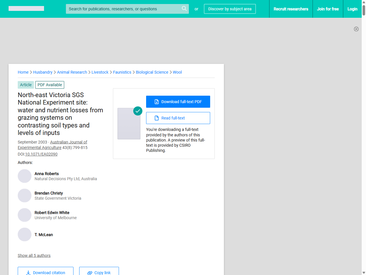 Preview of North-east Victoria SGS National Experiment site: water and nutrient losses from grazing systems on contrasting soil types and levels of inputs - ResearchGate, accessed August 8, 2025