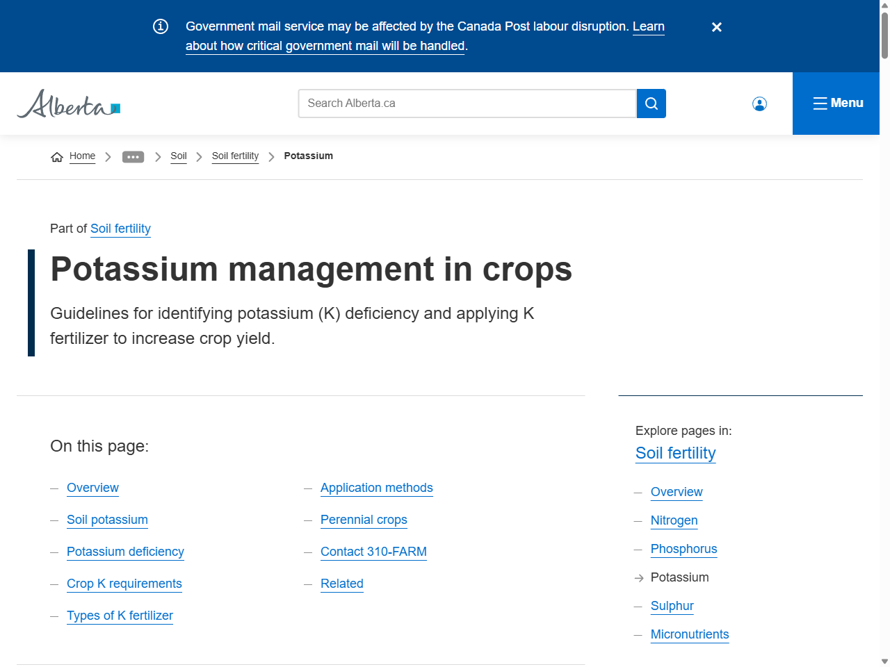 Preview of Potassium management in crops - Soil fertility - Government of Alberta, accessed August 9, 2025