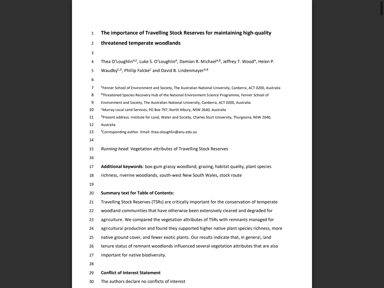 Preview of O'Loughlin, T., O'Loughlin, L. S., Michael, D. R., Wood, J. T., Waudby ..., accessed July 10, 2025