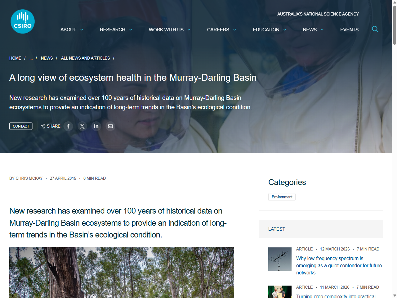 Preview of A long view of ecosystem health in the Murray-Darling Basin - CSIRO, accessed July 20, 2025