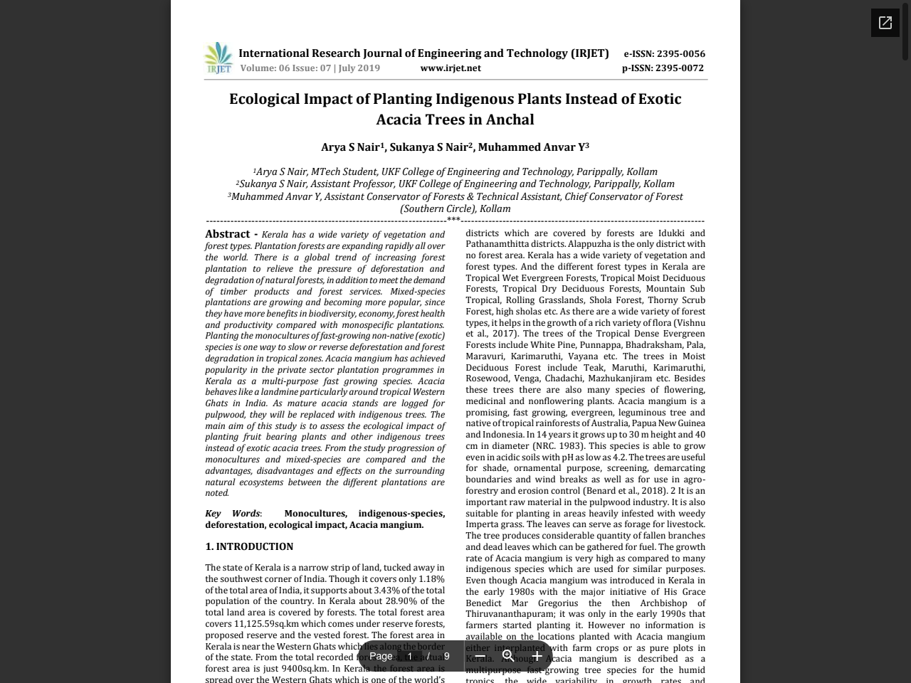 Preview of Ecological Impact of Planting Indigenous Plants Instead of Exotic Acacia Trees in Anchal - IRJET, accessed August 1, 2025, 