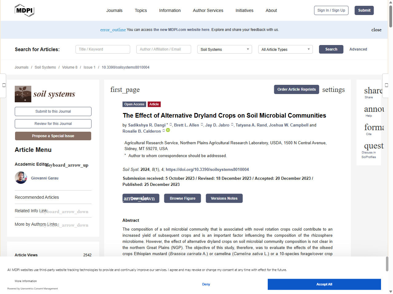 Preview of The Effect of Alternative Dryland Crops on Soil Microbial Communities - MDPI