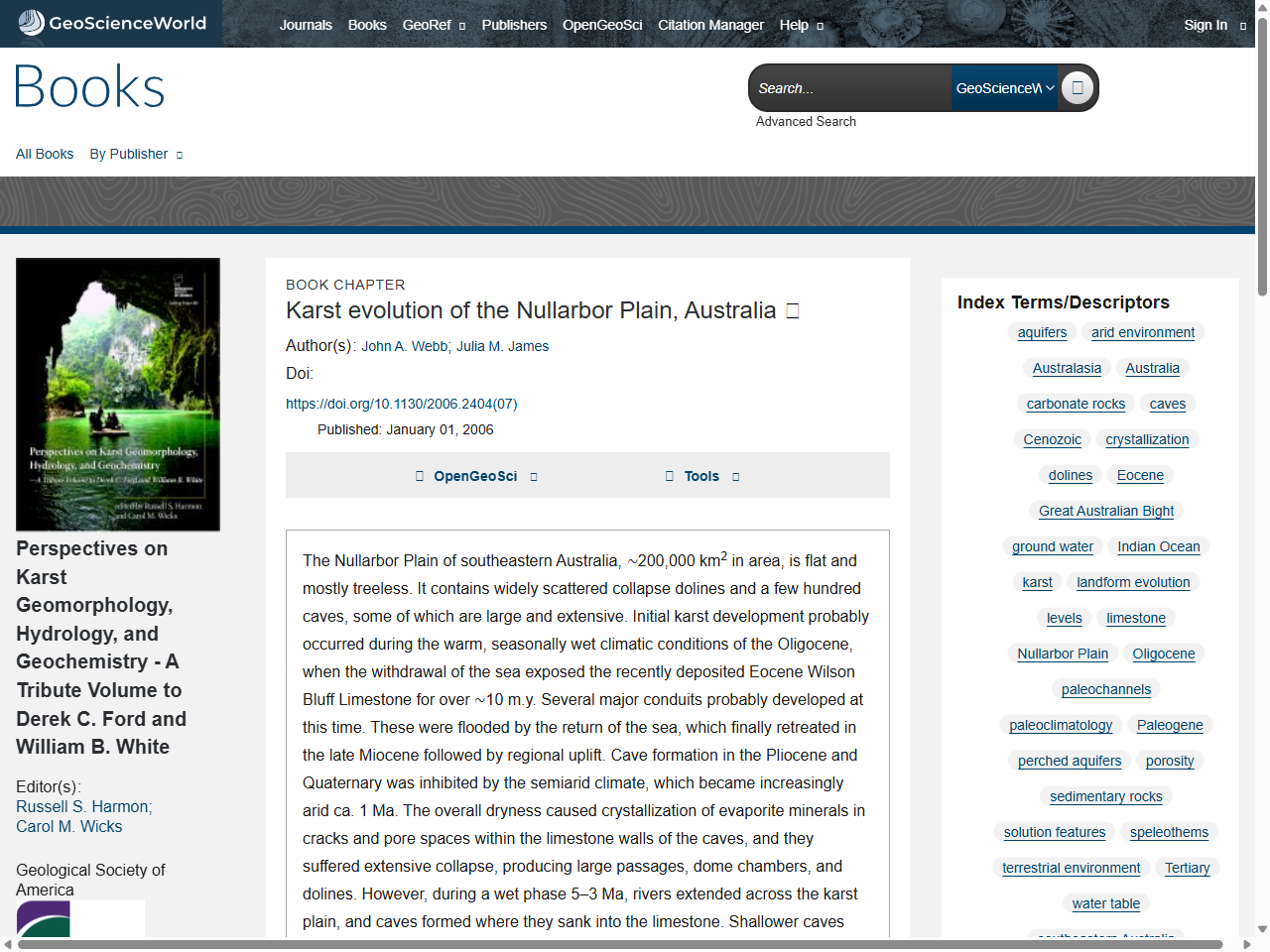 Preview of Karst evolution of the Nullarbor Plain, Australia - GeoScienceWorld, accessed July 25, 2025