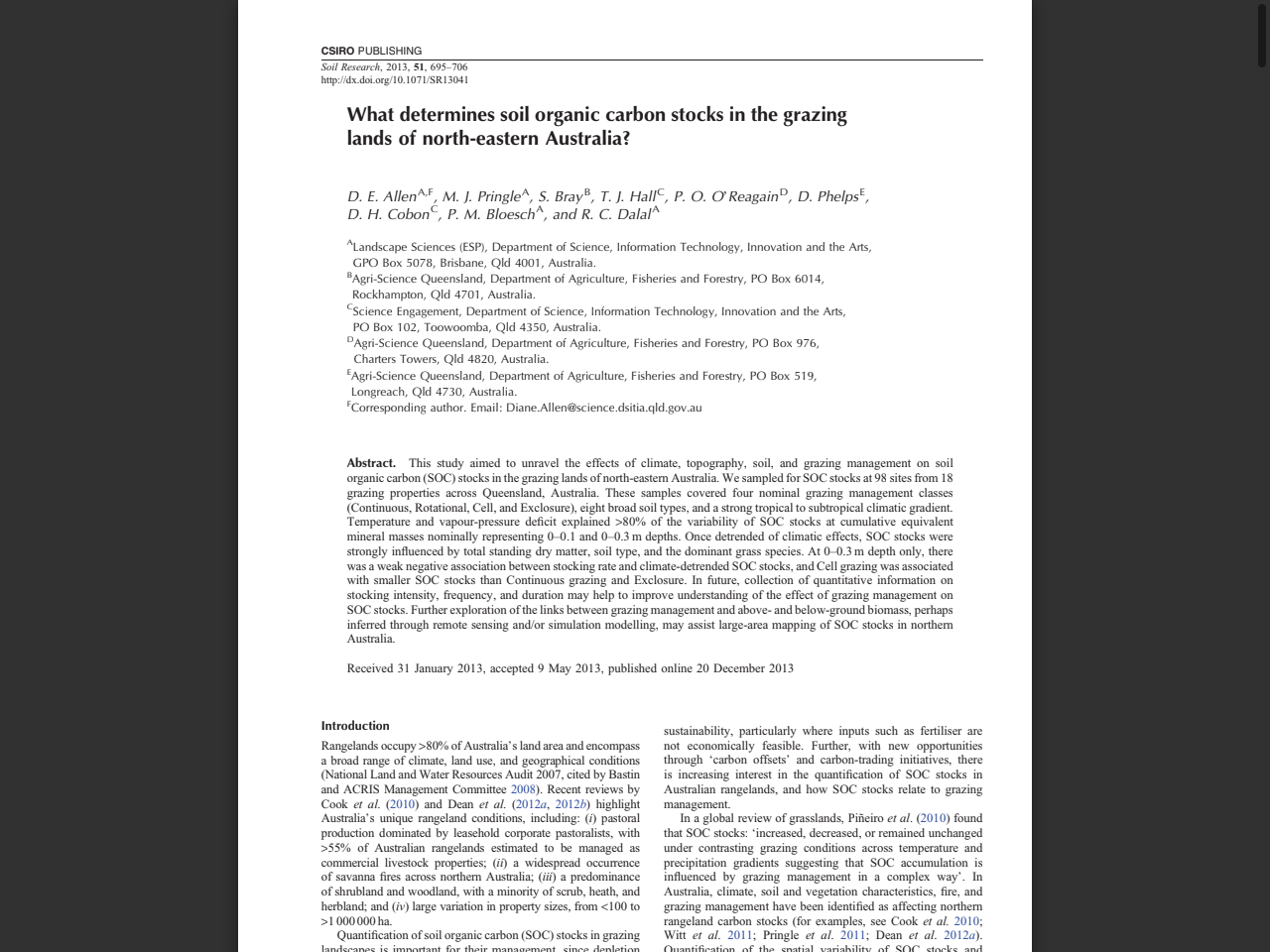 Preview of Sensitivity of soil organic carbon to grazing management in the semi-arid rangelands of south-eastern Australia | Request PDF - ResearchGate, accessed July 28, 2025, 