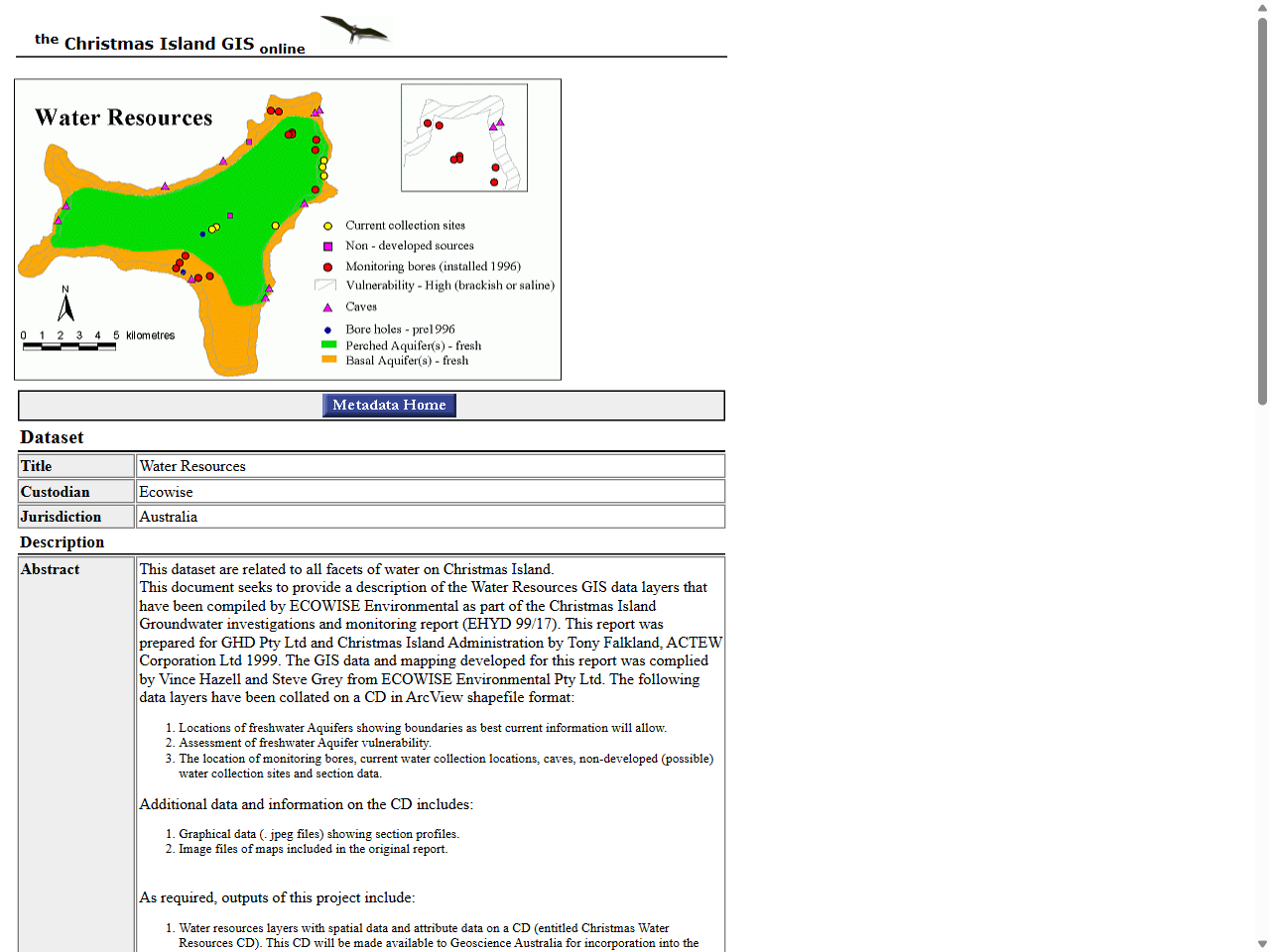 Preview of Geoscience Australia. (1999). Christmas Island Water Resources GIS Data Layers. 12