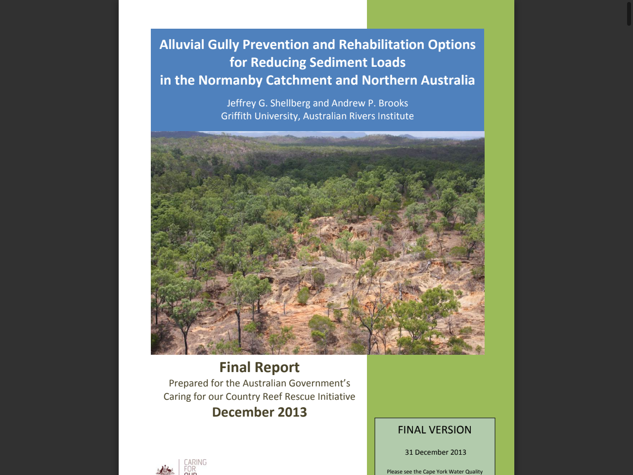 Preview of Alluvial Gully Prevention and Rehabilitation Options for Reducing Sediment Loads in the Normanby Catchment and Northern Australia - Cape York Water Quality, accessed July 16, 2025, 