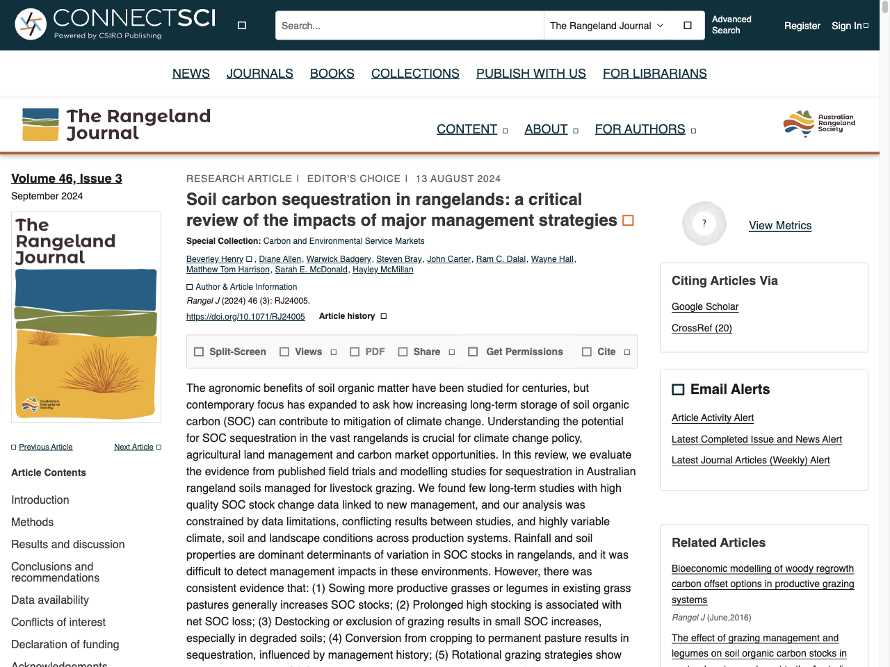 Preview of Soil carbon sequestration in rangelands a critical review of the impacts of major management strategies - CSIRO Publishing, accessed August 5, 2025, 