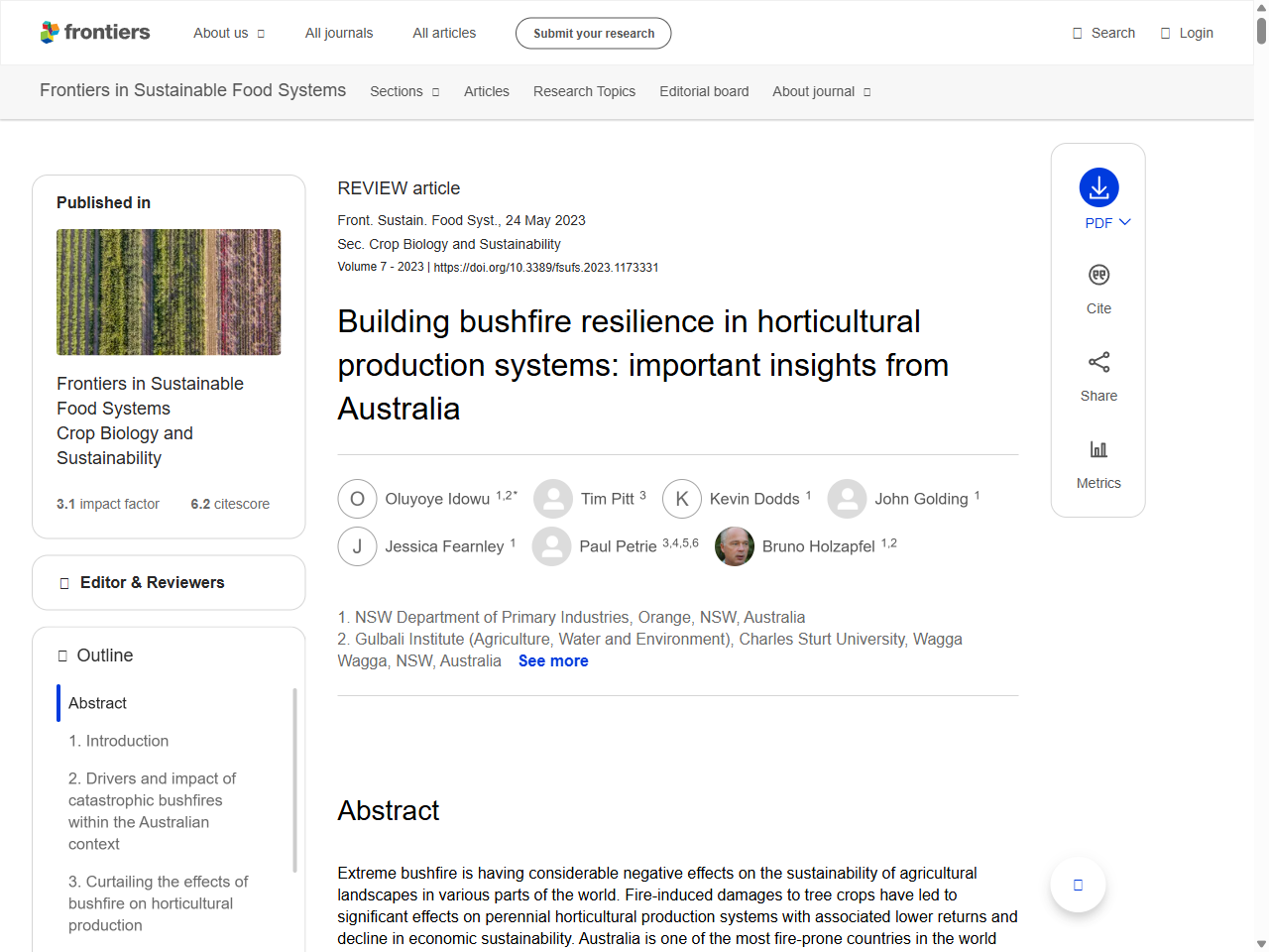 Preview of Building bushfire resilience in horticultural production systems: important insights from Australia - Frontiers, accessed July 7, 2025, 