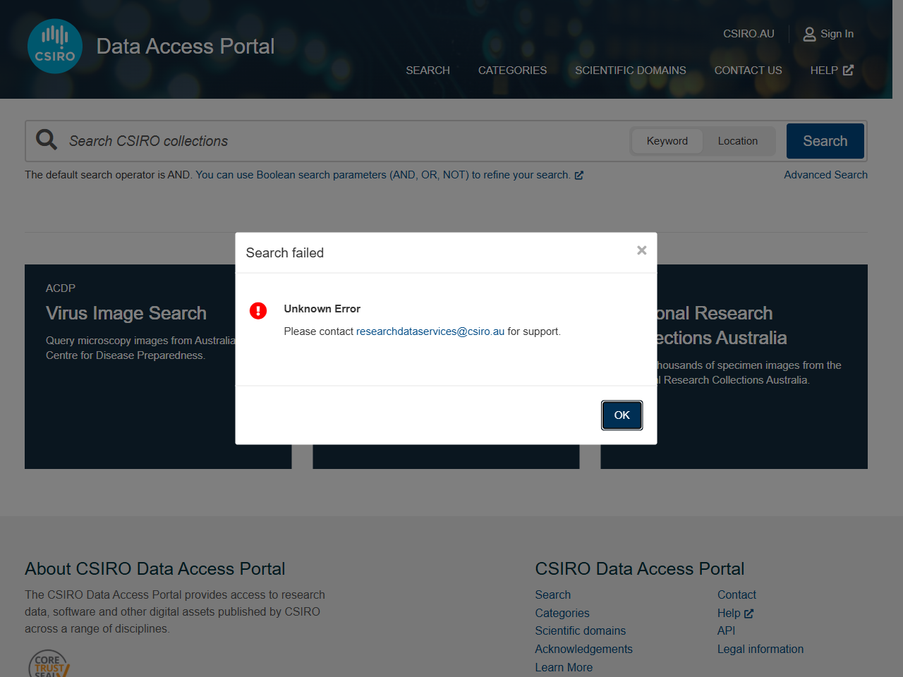 Preview of Categories - Environmental management - CSIRO Data Access Portal, accessed on June 5, 2025