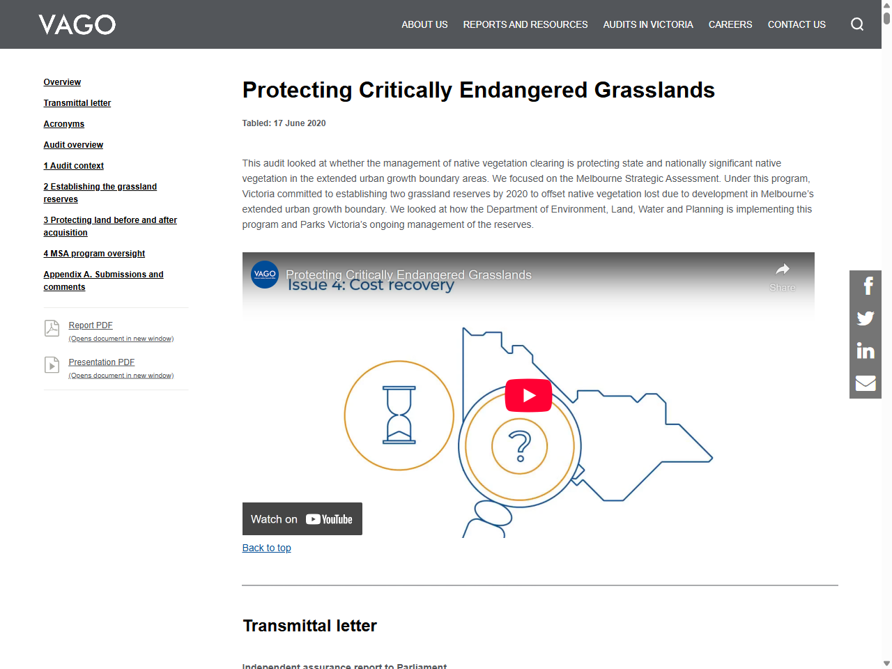 Preview of Protecting Critically Endangered Grasslands | Victorian Auditor-General's Office, accessed August 10, 2025