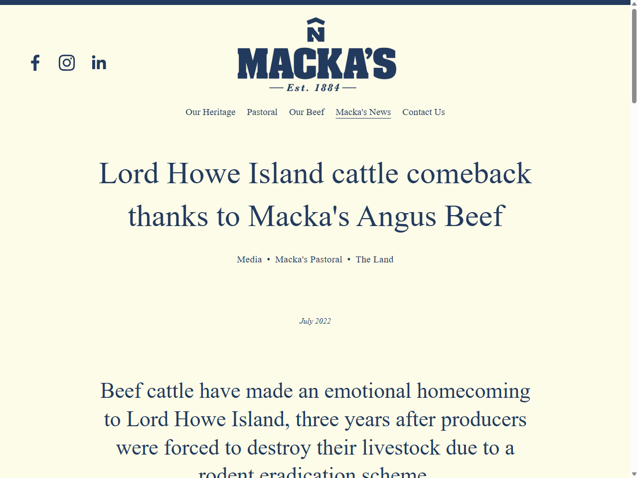 Preview of Beef cattle return to Lord Howe Island - The Farmer Magazine, accessed July 28, 2025
