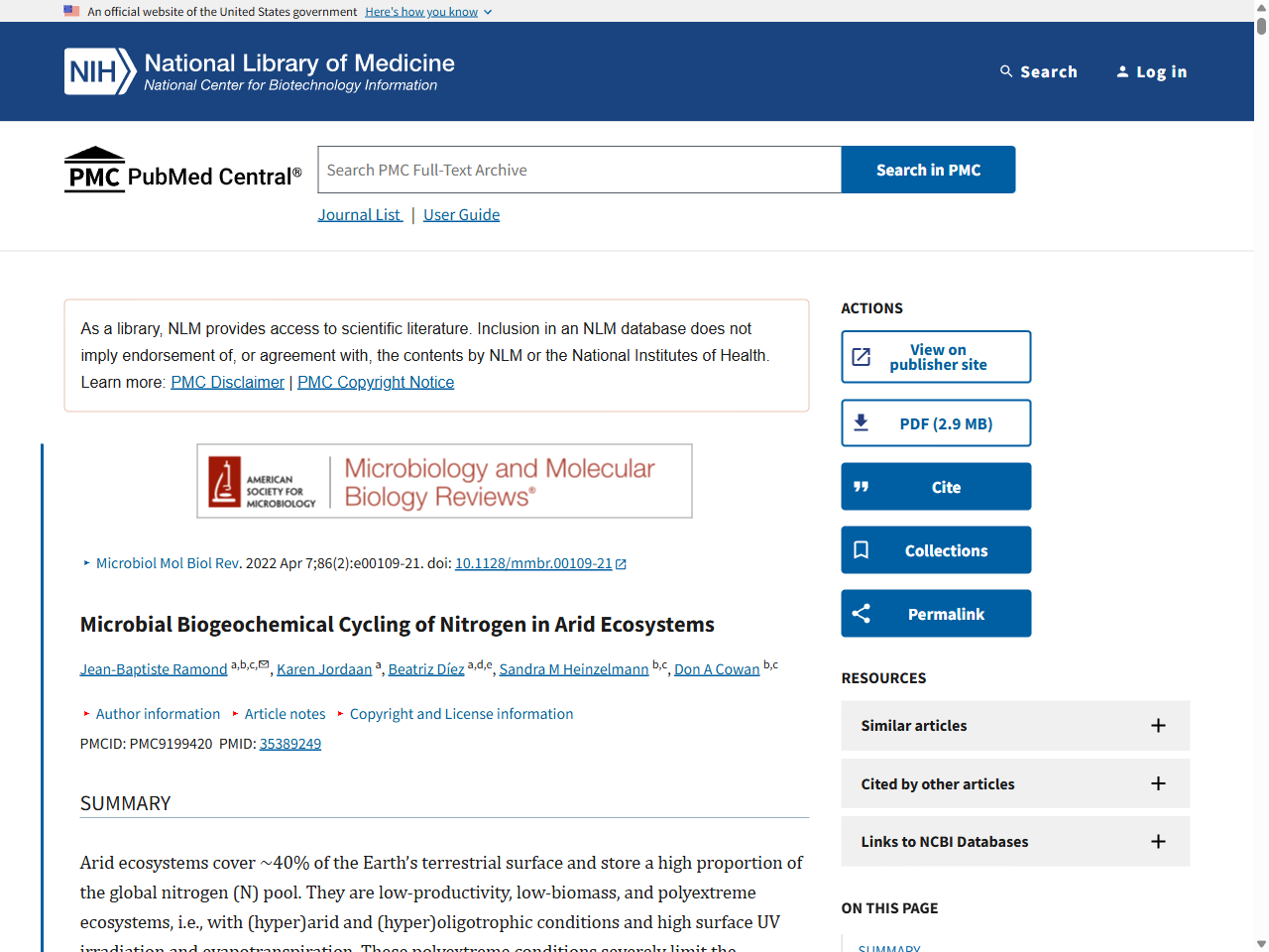 Preview of Microbial Biogeochemical Cycling of Nitrogen in Arid Ecosystems - PMC - PubMed Central, accessed July 10, 2025, 