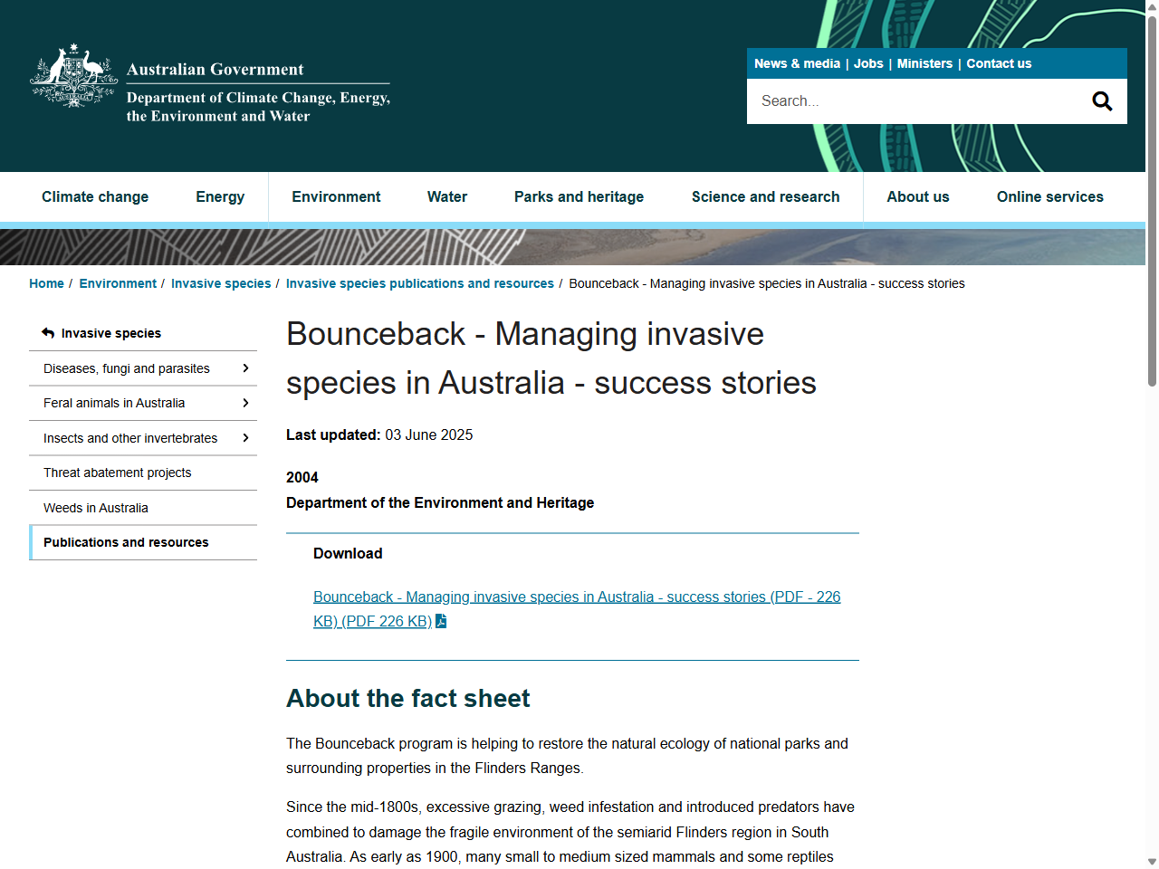 Preview of Bounceback - Managing invasive species in Australia - success stories - DCCEEW
