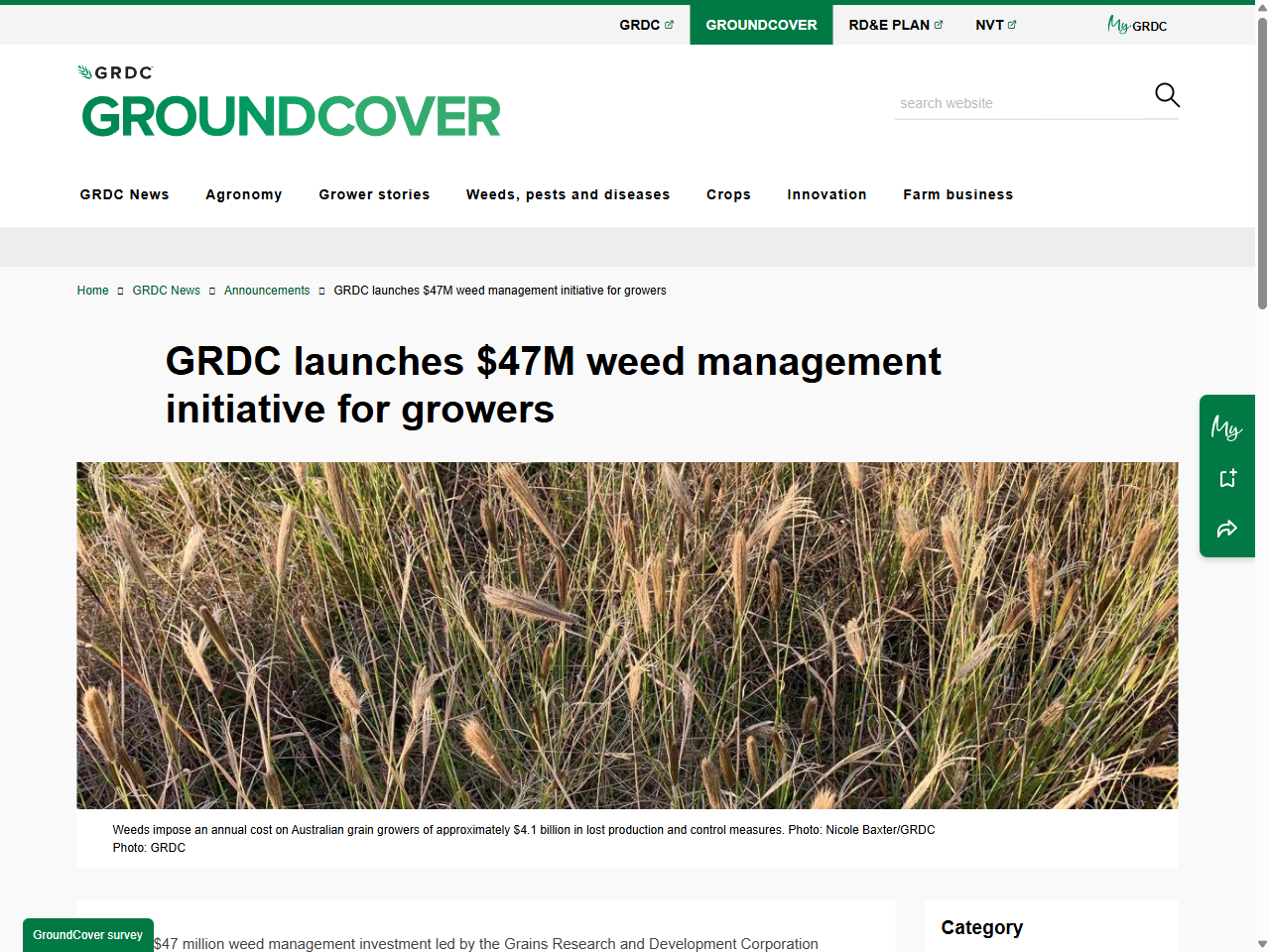 Preview of GRDC launches $47M weed management initiative for growers | GroundCover, accessed July 7, 2025