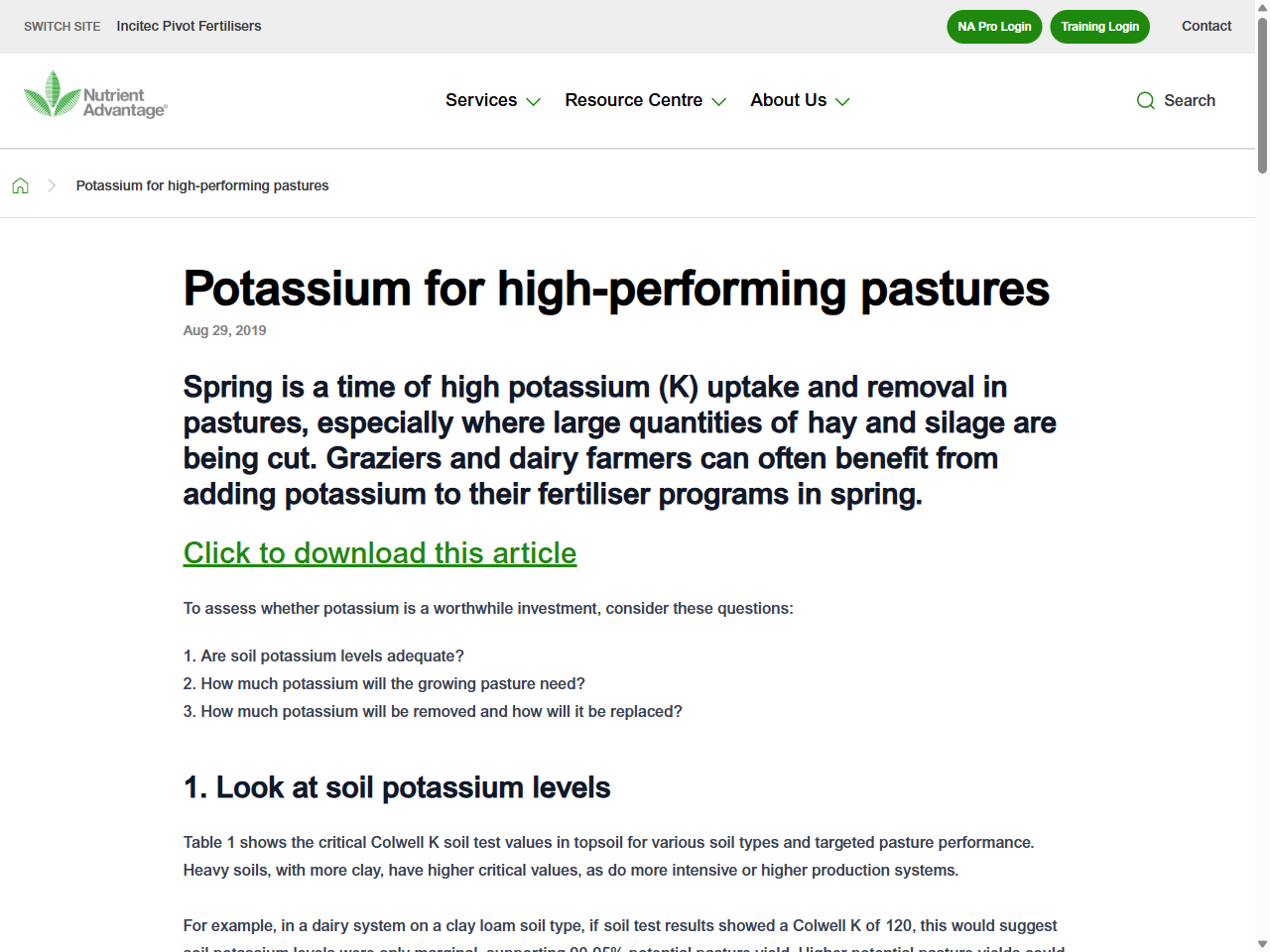 Preview of Potassium for high-performing pastures