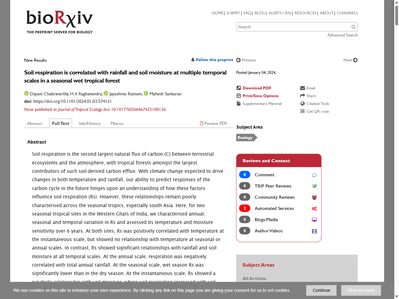 Preview of Large seasonal variation of soil respiration in a secondary tropical moist forest in Puerto Rico - PubMed Central, accessed July 28, 2025, 
