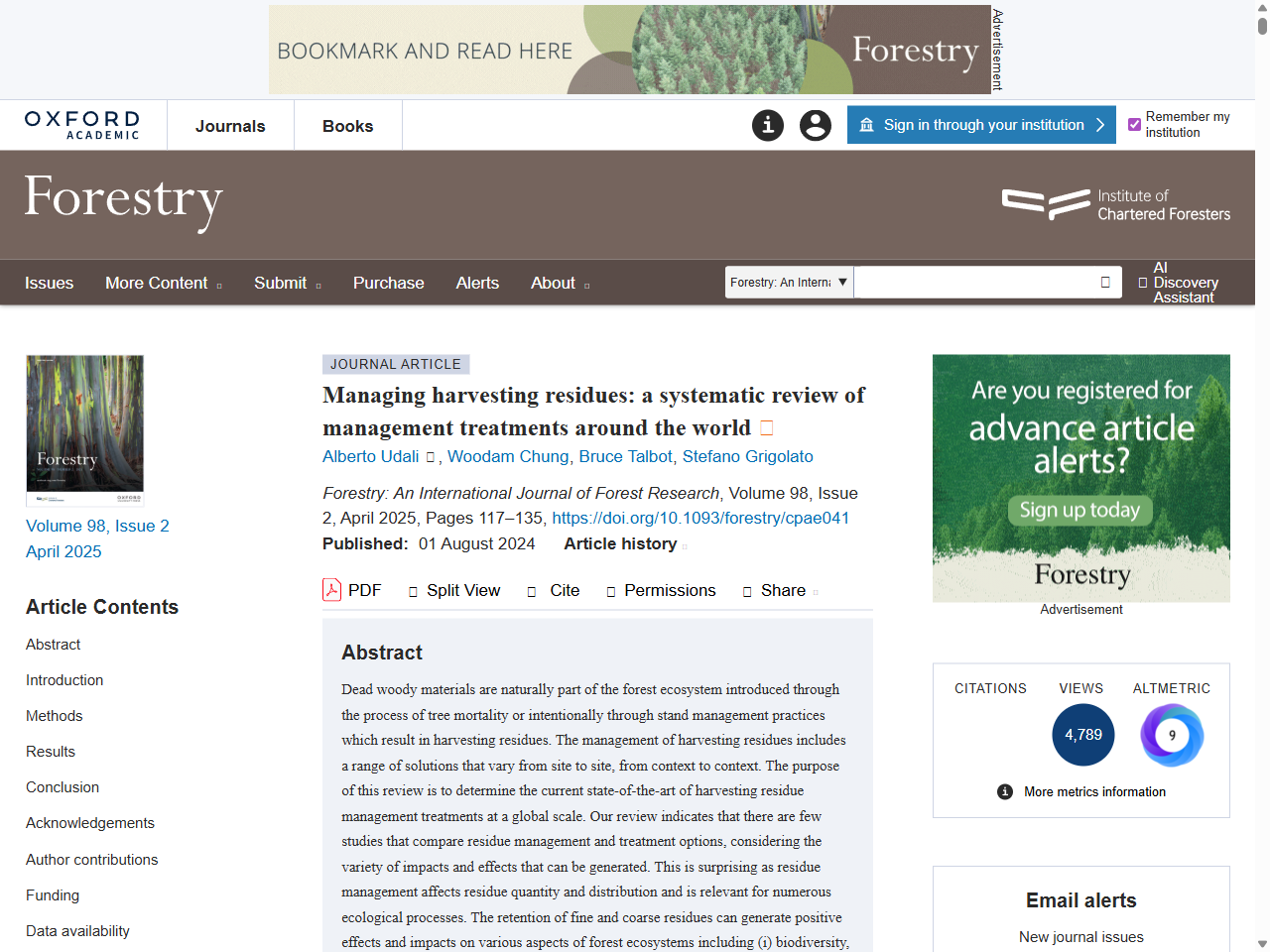 Preview of Managing harvesting residues: a systematic review of management treatments around the world | Forestry: An International Journal of Forest Research | Oxford Academic
