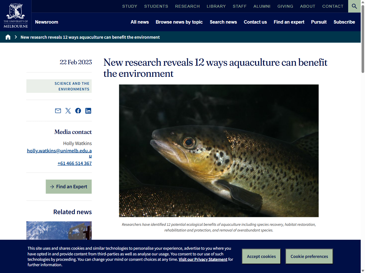 Preview of New research reveals 12 ways aquaculture can benefit the environment - The University of Melbourne, accessed August 10, 2025
