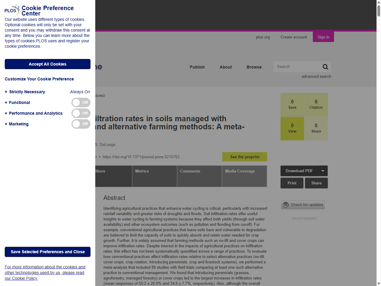 Preview of Comparing infiltration rates in soils managed with conventional and alternative farming methods: A meta-analysis | PLOS One, accessed July 6, 2025,