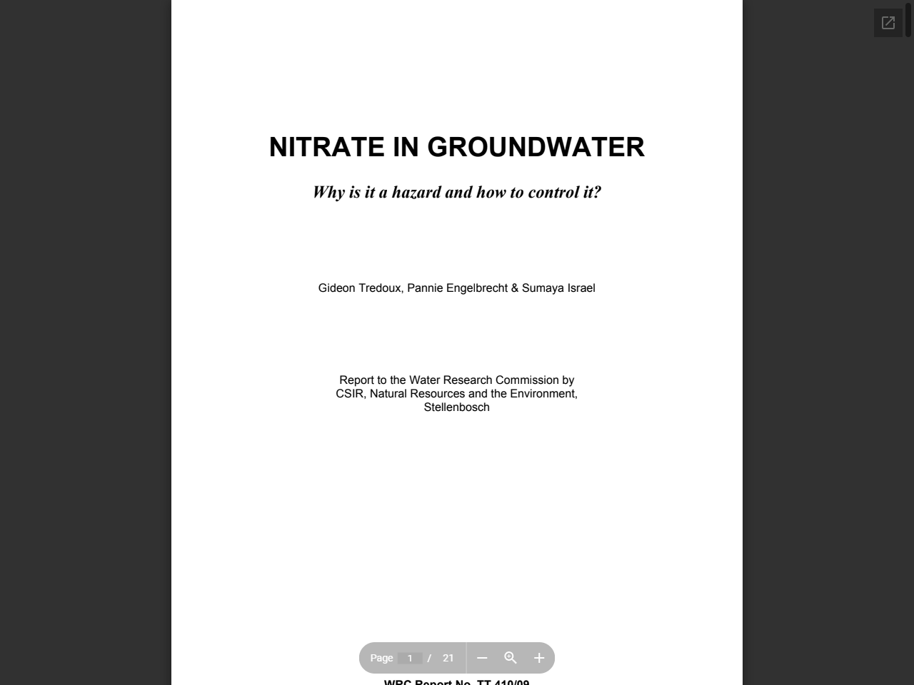 Preview of NITRATE IN GROUNDWATER | Water Research Commission, accessed July 25, 2025,