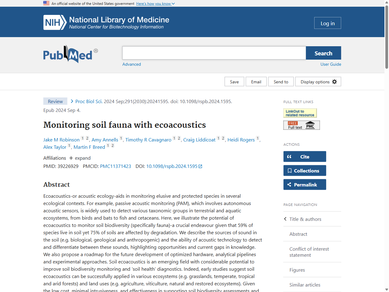Preview of Monitoring soil fauna with ecoacoustics - PubMed