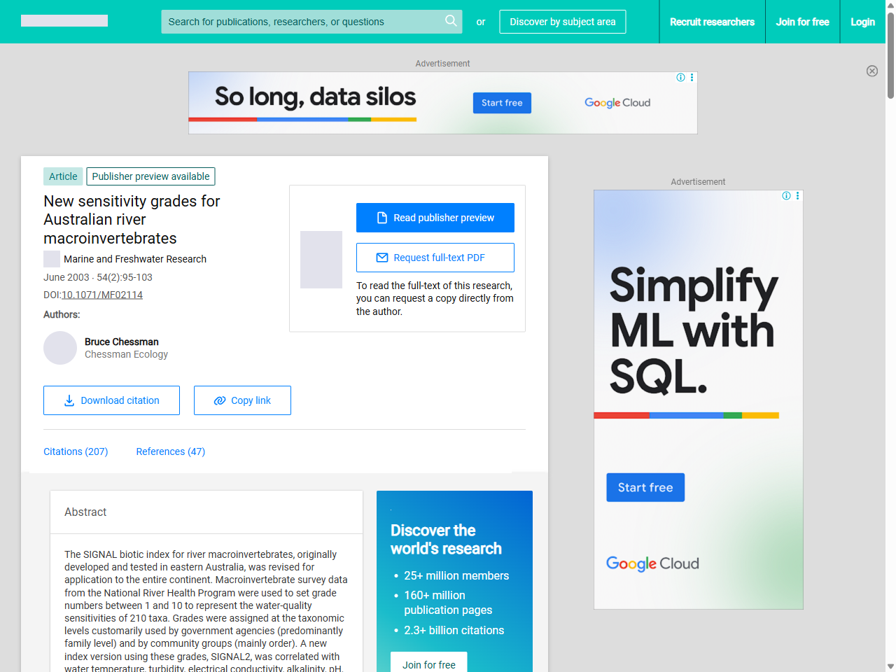 Preview of New sensitivity grades for Australian river macroinvertebrates - ResearchGate