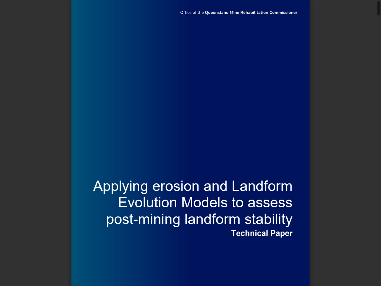 Preview of Applying erosion and Landscape Evolution Models to assess post-mining landform stability: Technical Paper, accessed August 10, 2025,
