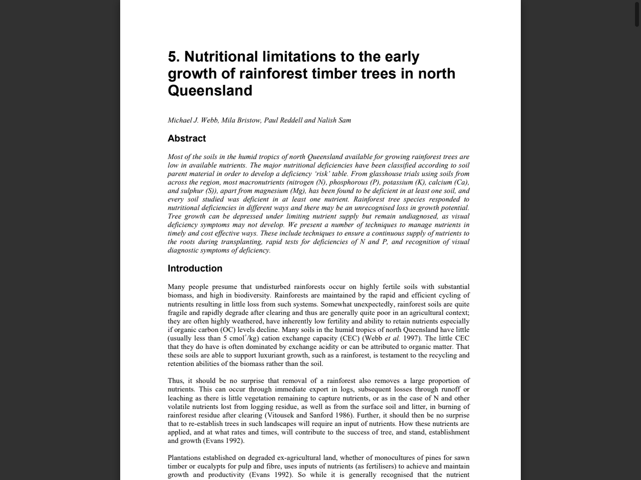 Preview of 5. Nutritional limitations to the early growth of rainforest timber trees in north Queensland, accessed July 20, 2025, 