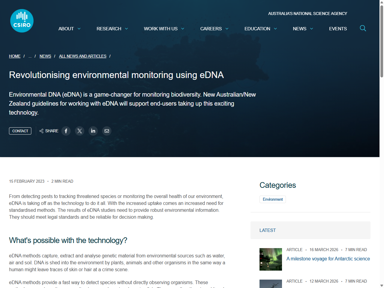 Preview of Revolutionising environmental monitoring using eDNA - CSIRO, accessed August 12, 2025
