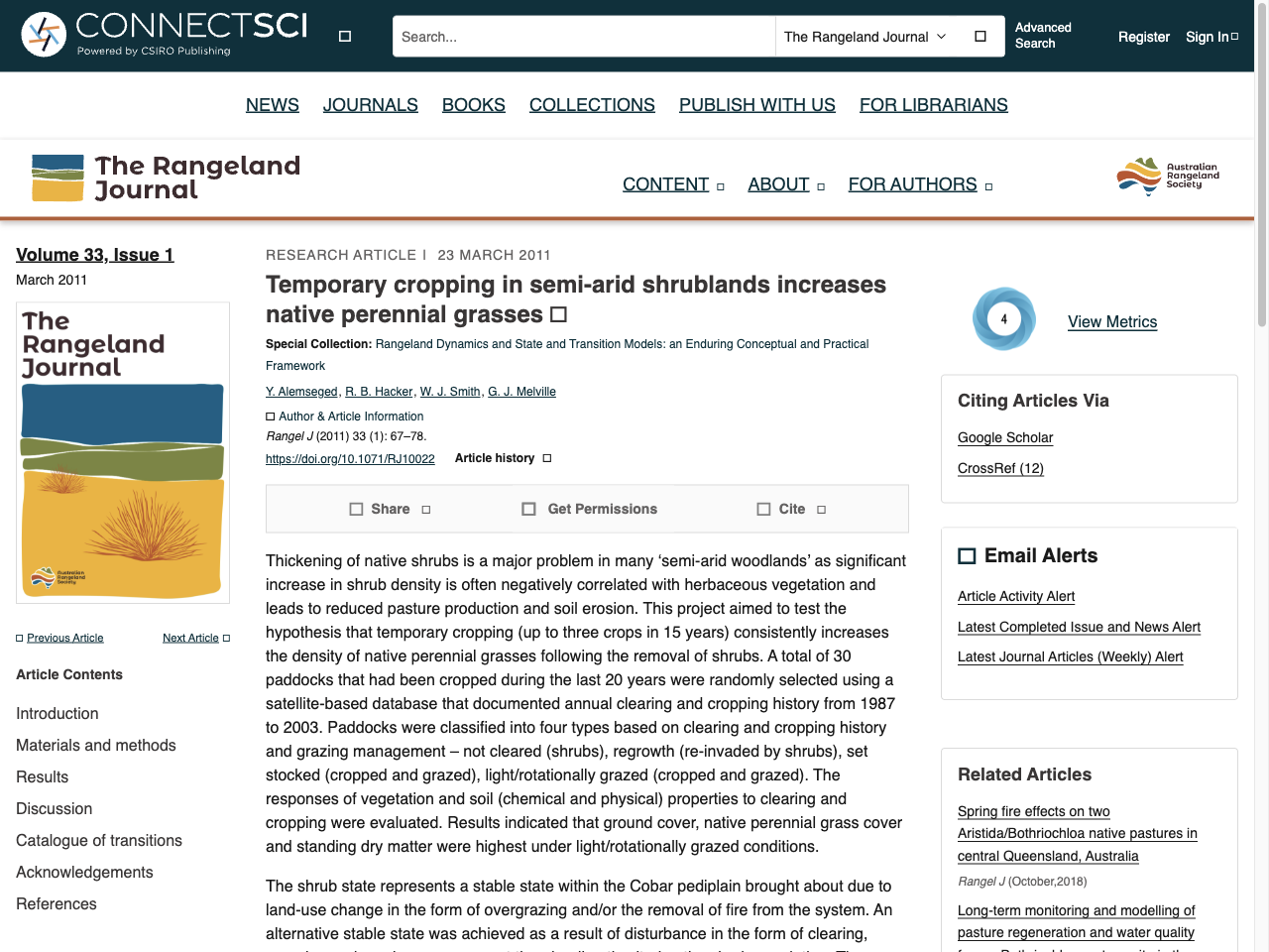 Preview of Temporary cropping in semi-arid shrublands increases native perennial grasses, accessed July 12, 2025, 