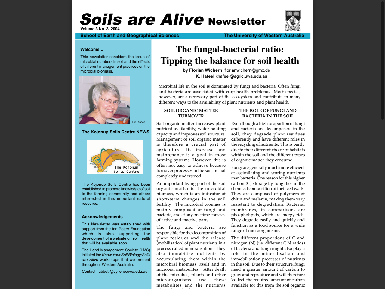 Preview of Soils are Alive Newsletter - Symbio