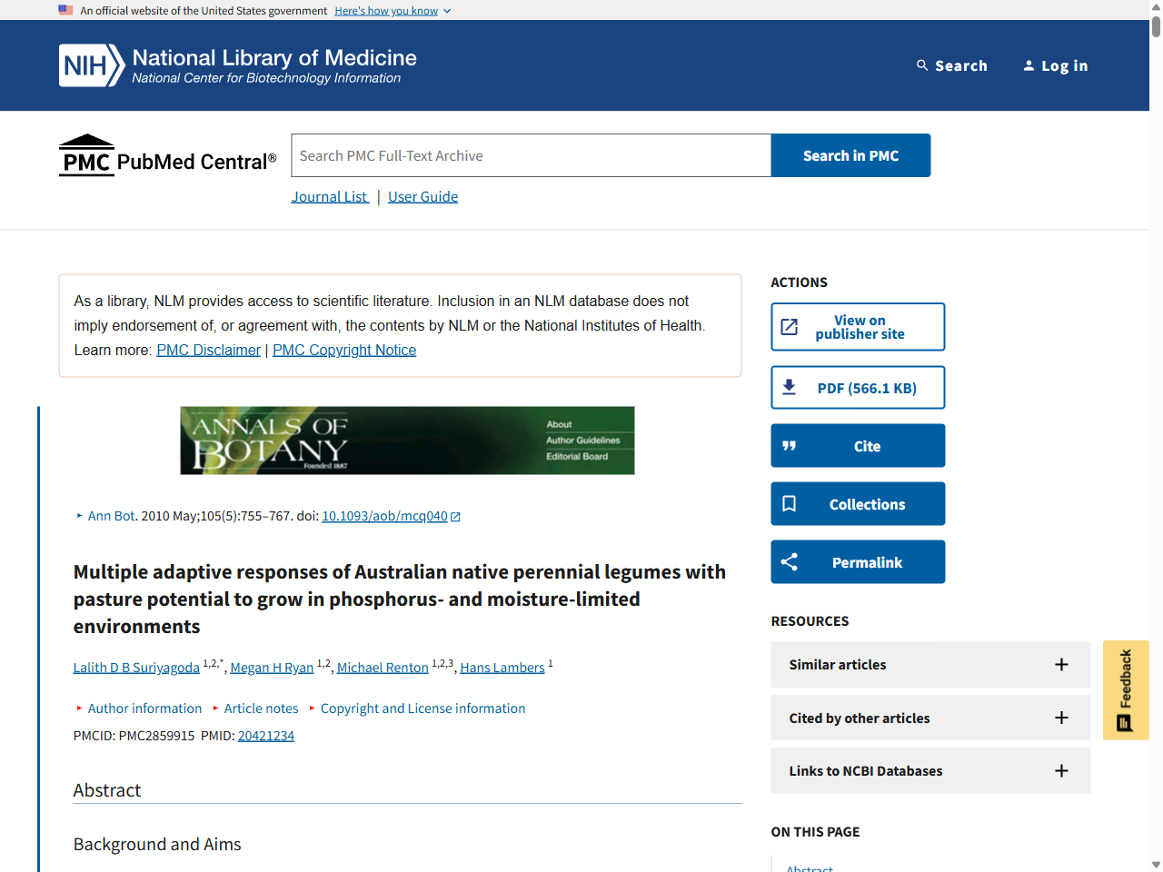 Preview of Multiple adaptive responses of Australian native perennial legumes with pasture potential to grow in phosphorus- and moisture-limited environments, accessed August 11, 2025,