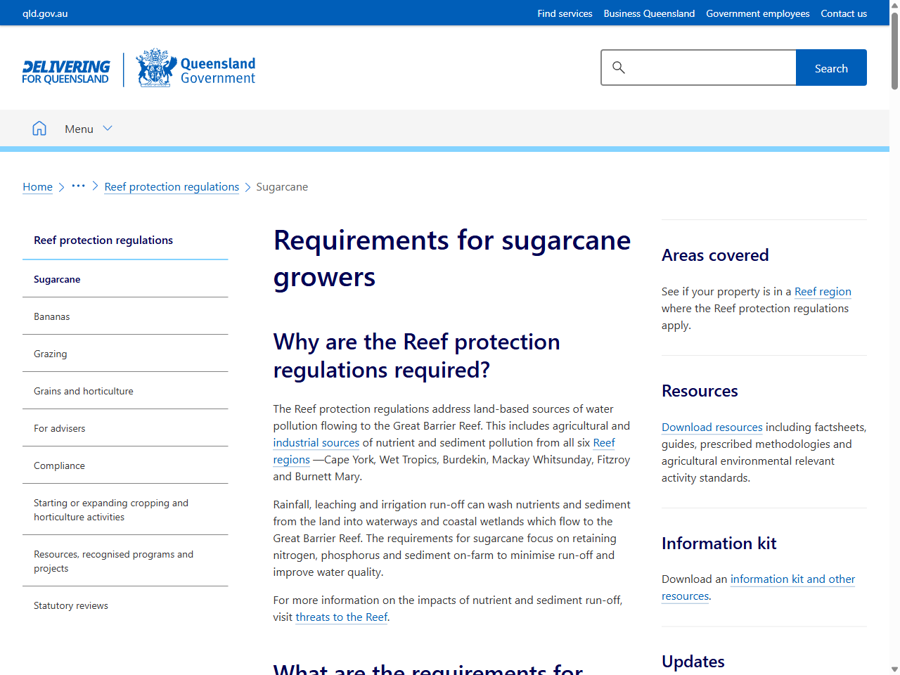 Preview of Requirements for sugarcane growers | Environment, land and water, accessed July 28, 2025
