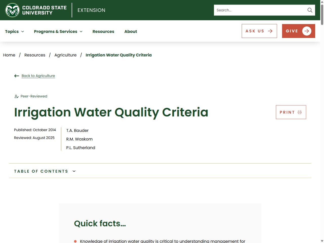 Preview of Irrigation Water Quality Criteria - 0.506 - CSU Extension - Colorado State University