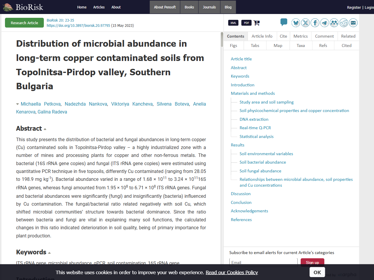Preview of Distribution of microbial abundance in long-term copper contaminated soils from Topolnitsa-Pirdop valley, Southern Bulgaria - BioRisk, accessed on June 5, 2025