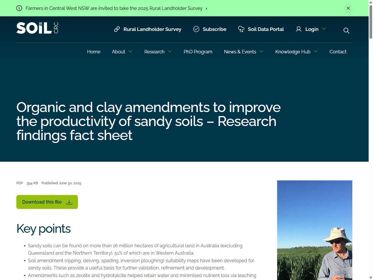 Preview of Organic and clay amendments to improve the productivity of sandy soils - Research findings fact sheet, accessed July 6, 2025, 