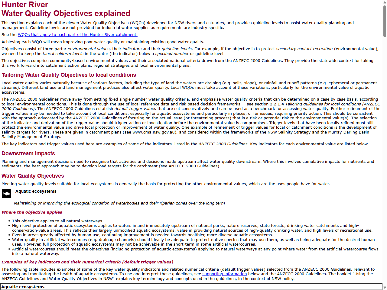 Preview of Hunter River Water Quality Objectives explained - NSW Government, accessed May 11, 2025,