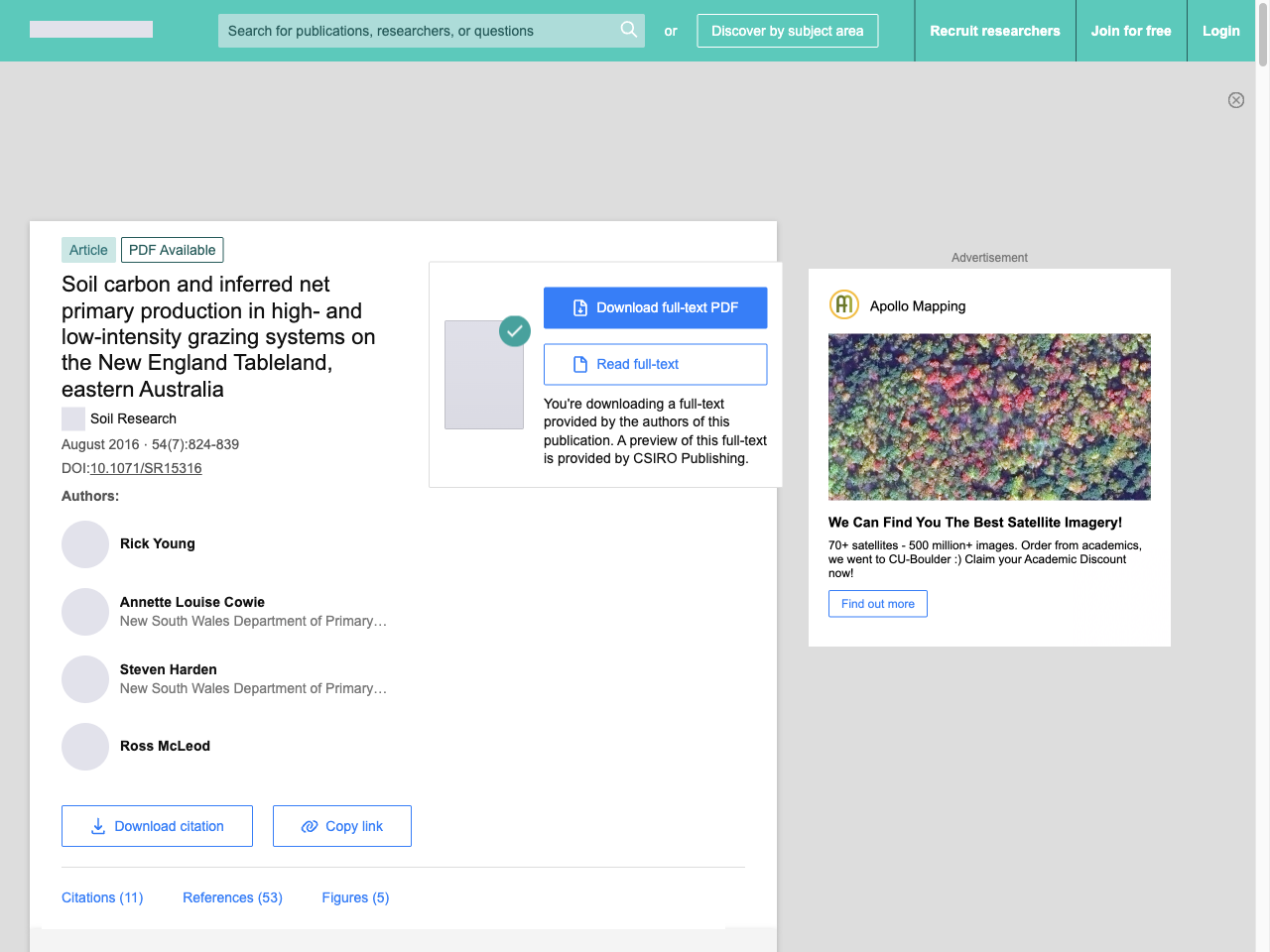 Preview of Soil carbon and inferred net primary production in high- and low-intensity grazing systems on the New England Tableland, eastern Australia - ResearchGate, accessed August 5, 2025, 