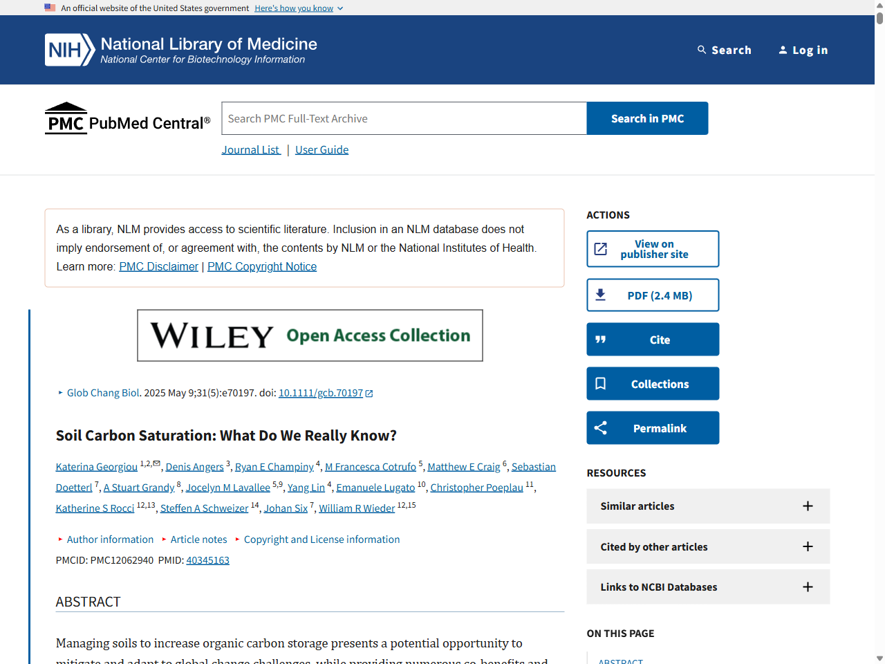 Preview of Soil Carbon Saturation: What Do We Really Know? - PMC