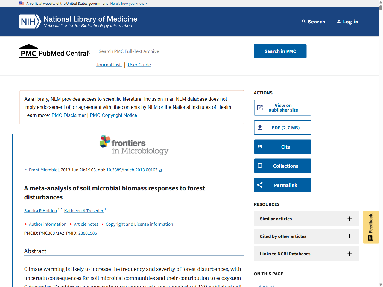Preview of A meta-analysis of soil microbial biomass responses to forest disturbances - PMC, accessed August 28, 2025,