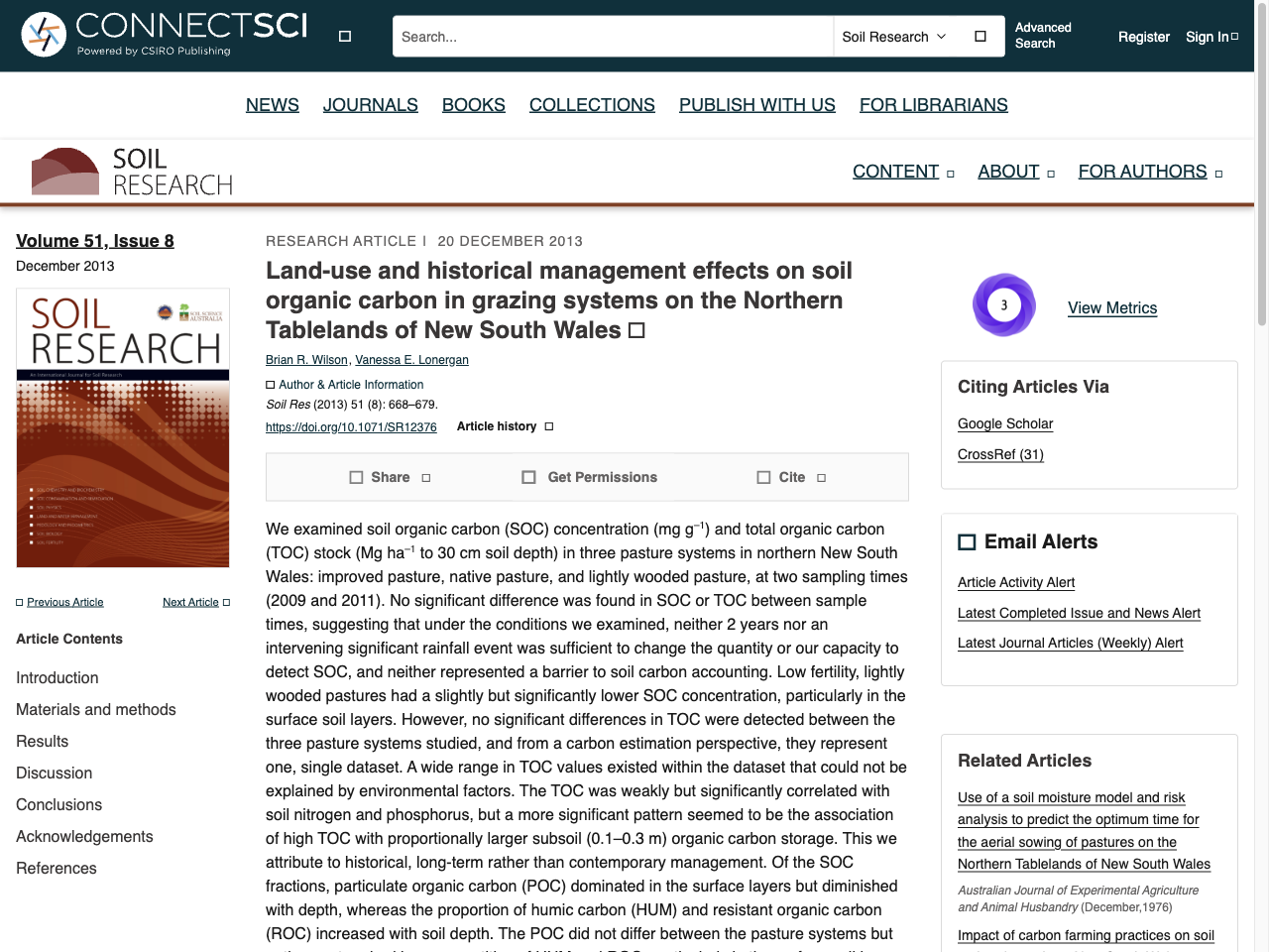 Preview of Land-use and historical management effects on soil organic carbon in grazing systems on the Northern Tablelands of New South Wales - CSIRO Publishing, accessed August 5, 2025, 