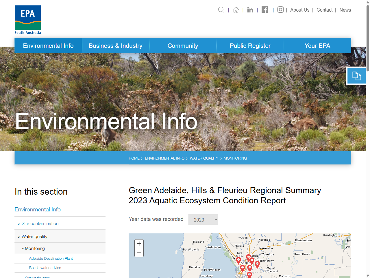 Preview of Green Adelaide, Hills & Fleurieu Regional Summary 2023 Aquatic Ecosystem Condition Report | EPA