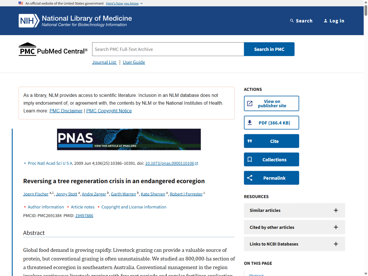 Preview of Tree decline and the future of Australian farmland biodiversity - PMC - PubMed Central