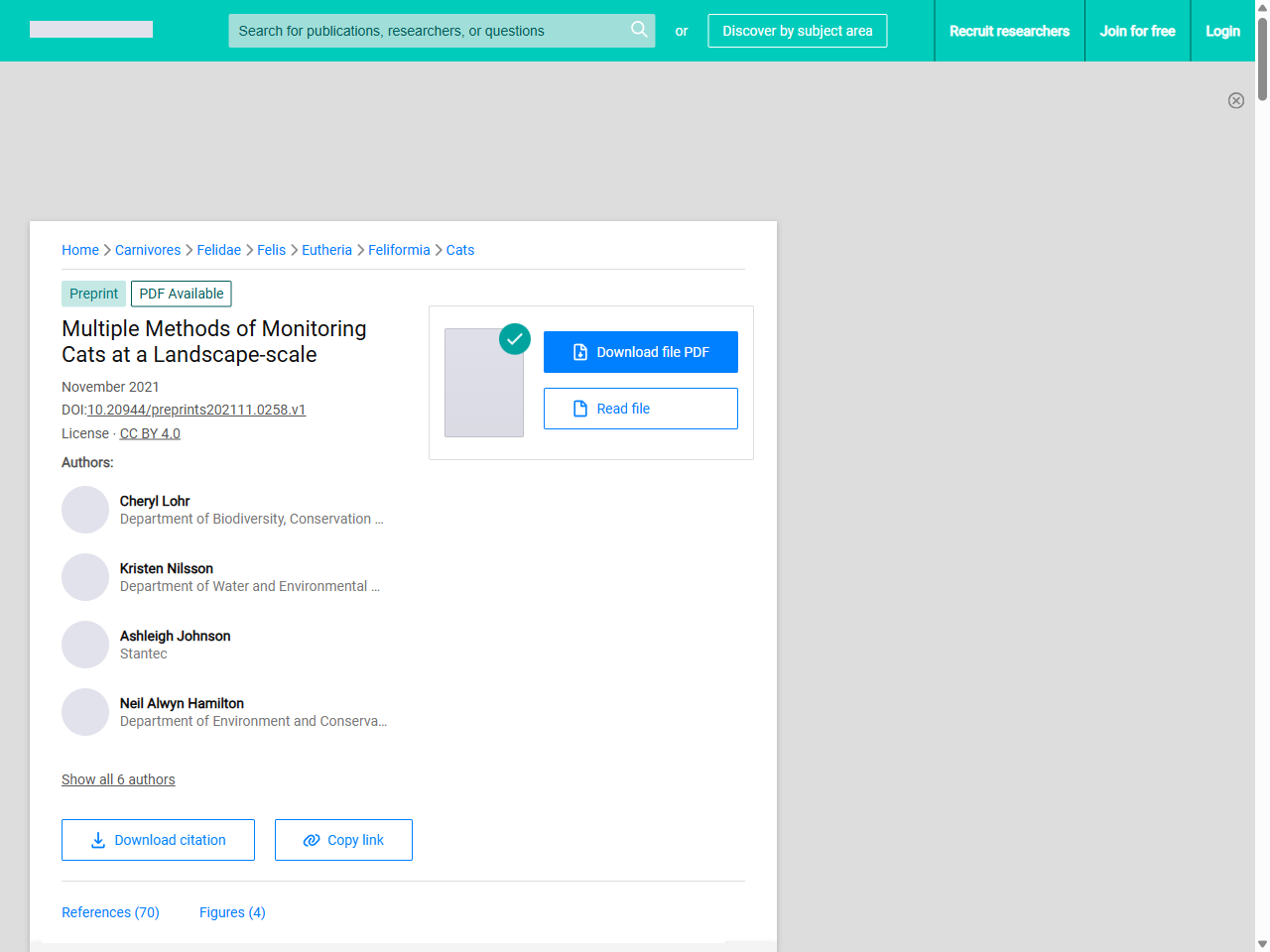 Preview of Managing feral cats through an adaptive framework in an arid landscape - ResearchGate, accessed July 27, 2025